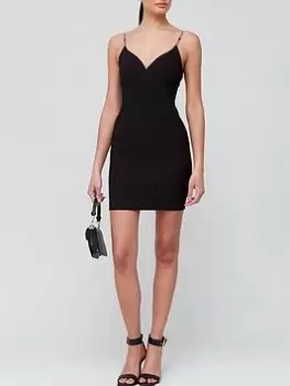 Image of Versace Jeans Couture Logo Strap Detail Mini Dress - Black