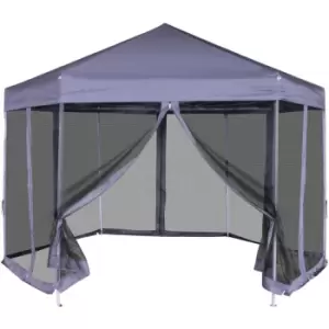 Image of Vidaxl Hexagonal Pop-up Marquee With 6 Sidewalls Dark Blue 3.6X3.1 M