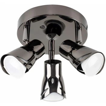 Image of Minisun - 3 Way Round Plate Ceiling Spotlight Fitting - Black Chrome