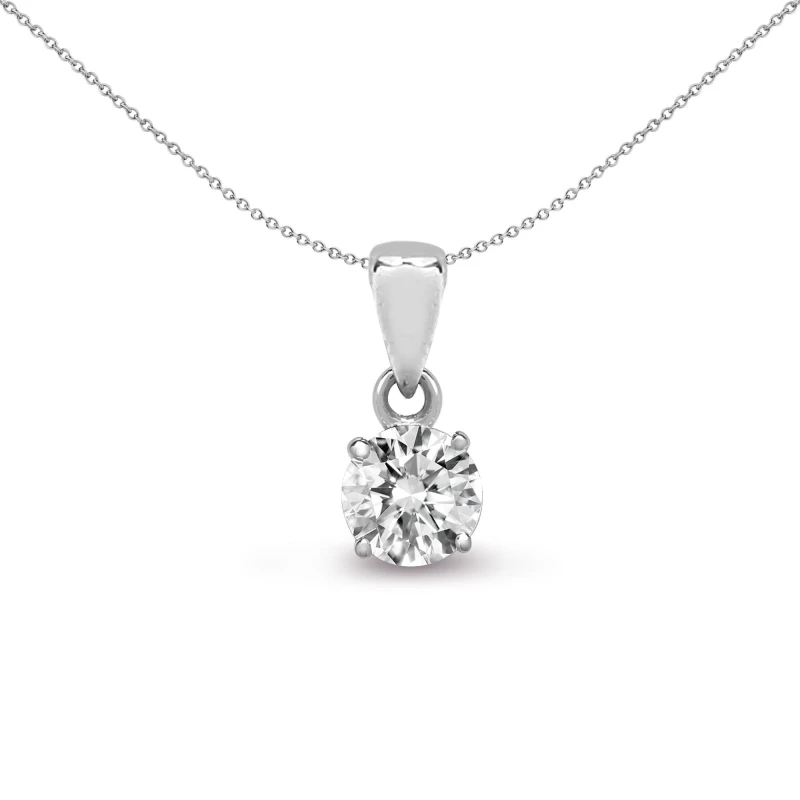 Image of Jewelco London 18ct White Gold 0.15ct Diamond Solitaire Charm Pendant - 18P010-015 Silver