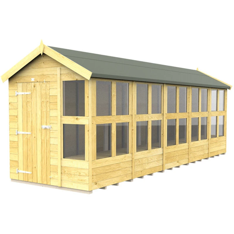 Image of Flat Pack Sheds DIY Sheds 6 x 20 Apex Potting Shed, Brown 6X20APSFF