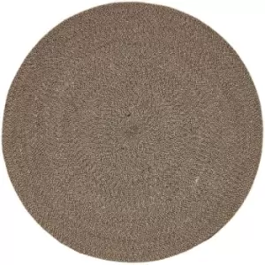 Image of Linen and Black Melange Braided Rug, 150cm Round - Natural - Homescapes