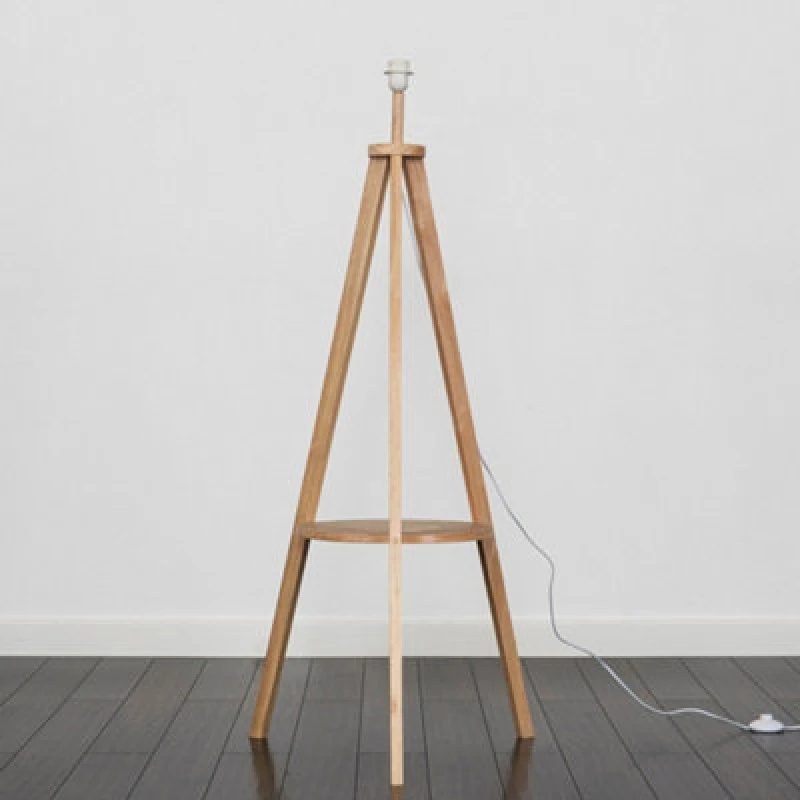 Image of ValueLights Morrigan Free Standing Wooden Tripod Floor Lamp Base Light Oak