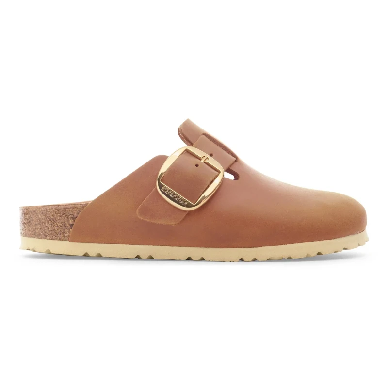 Image of Birkenstock Nubuck leather clogs with a big buckle Birkenstock Boston Marron Unisex 41 Etroit
