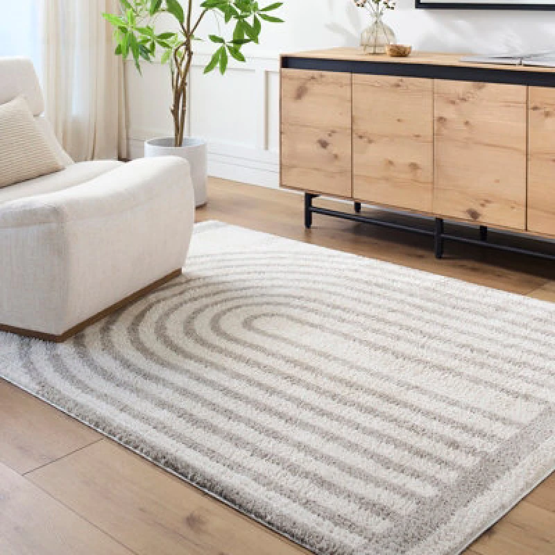 Image of Livabliss Machine Washable Modern Shaggy Medium Grey Lucile Area Rug 160 X 213cm - Easy Care, Non Shedding, Ideal For Living Room & Bedroom