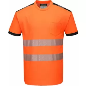 Image of T181 - Orange/Black Sz 5XL PW3 Hi-Vis Short Sleeved T-Shirt Viz Visibilty - Orange/Black - Portwest