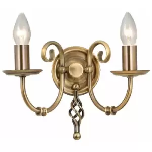 Image of Twin Wall Light Artisan Knot Twist Detail Aged Brass LED E14 60W