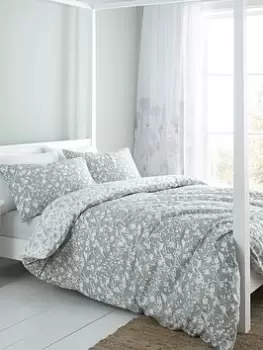 Image of Catherine Lansfield Floral Birds Duvet Cover Set In Green