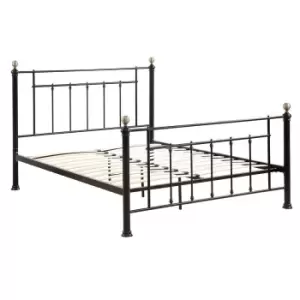 Image of Crazy Price Beds Harpenden Black / Brass Knobs Metal Small Double Bed