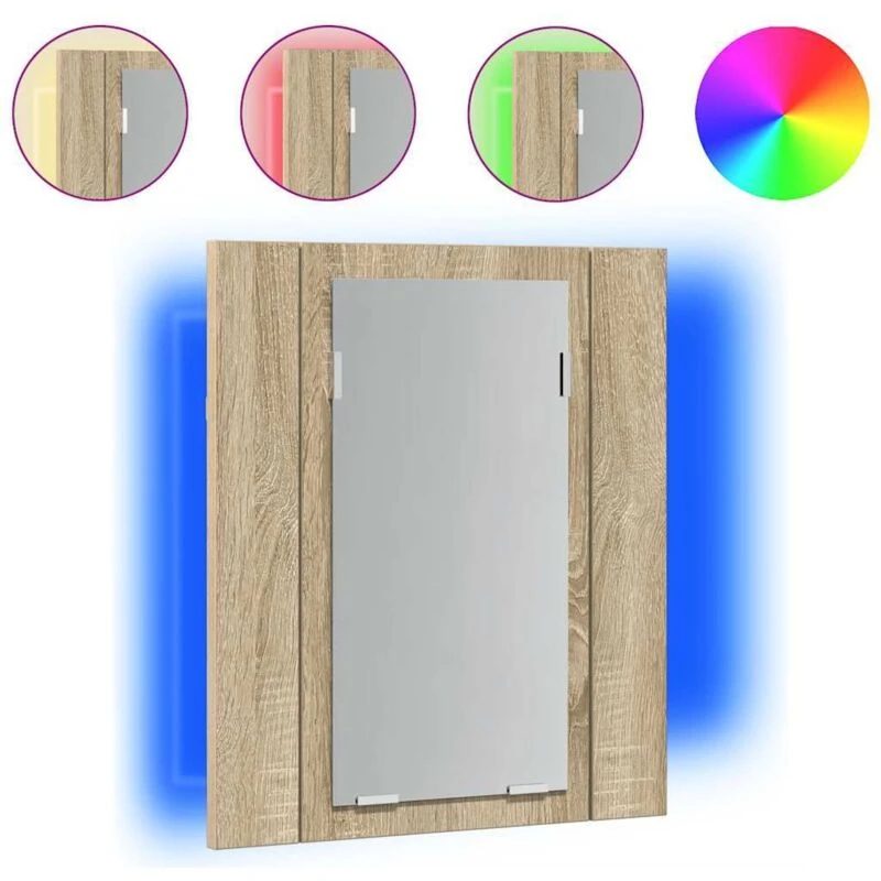 Image of VIDAXL LED Bathroom Mirror Cabinet Sonoma Oak 40x12x45cm Acrylic Vidaxl 8720286221365