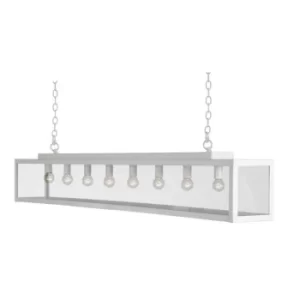 Image of Zenia 8 Light Straight Bar Pendant Ceiling Light White Frosted