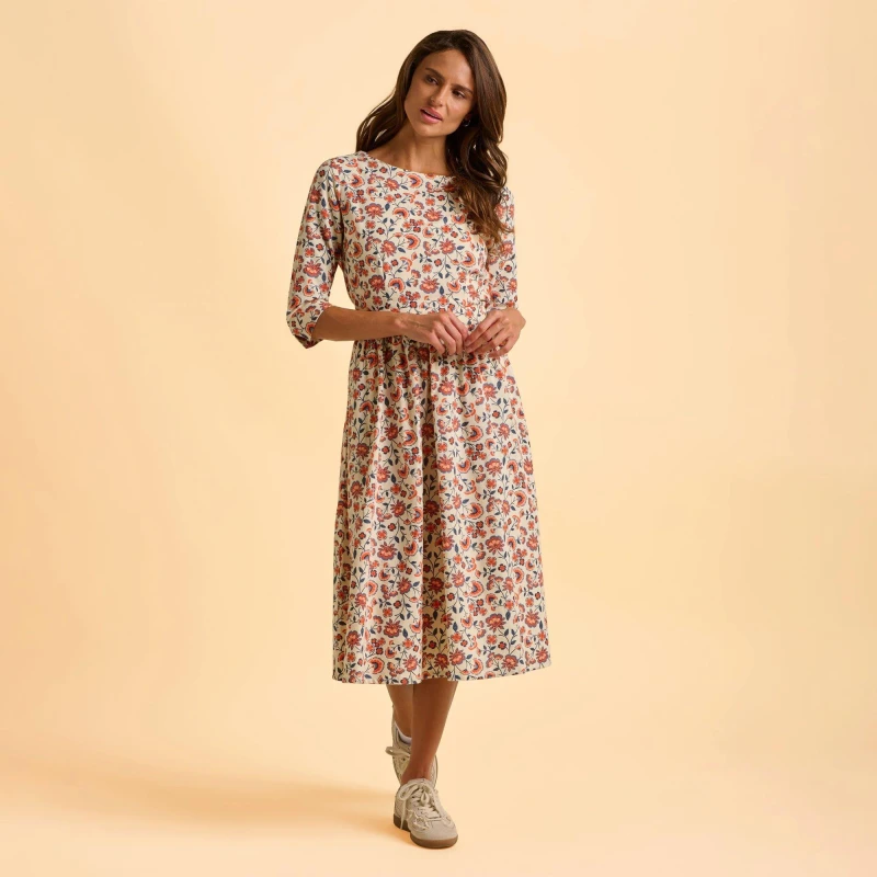 Image of Brakeburn Womens Beech Dress in Cream Size: 14 Cream Female 14