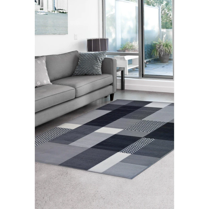Image of Melrose Colorama Montreal Grey Square Design Medium Indoor Area Rug 120/170Cm
