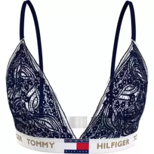 Image of Tommy Bodywear Lace Logo Bralette - Blue