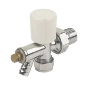 Image of Plumbsure White Chrome effect Radiator valve with drain off