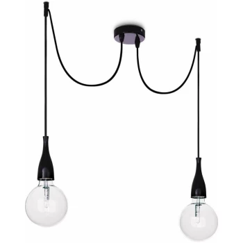 Image of Ideal Lux Lighting - Ideal Lux Minimal - 2 Light Ceiling Pendant Black, E27