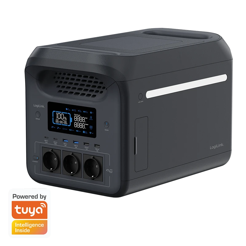 Image of LogiLink Portable power station. 1800W. LiFePO4 battery. Tuya compatib