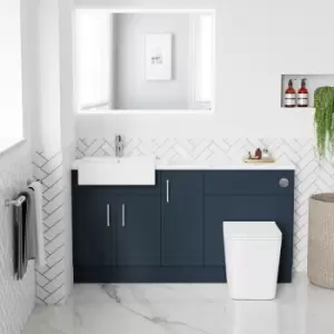 Image of 1500mm - 1800mm Blue Toilet and Sink Unit with Marble Effect Worktop and Chrome Fittings - Coniston