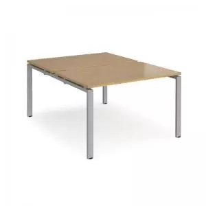 Image of Adapt back to back desks 1200mm x 1600mm - silver frame and oak top