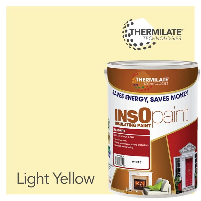 Image of Thermilate Technologies Insopaint Exterior Masonry Paint - Heat Reflecting, Insulating & Weatherproof Exterior Wall Protection - Light Yellow - 5L