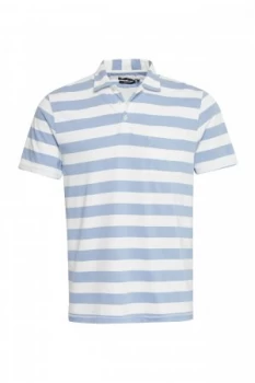 Image of Mens French Connection 24S Harbour Stripe Polo Shirt Blue