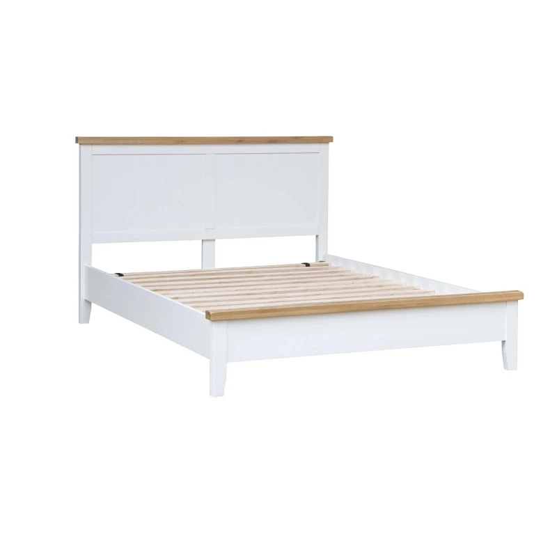 Image of Home Source Easton Solid Wood With Oak Veneer White 4' 6" Double Wooden Bed Frame