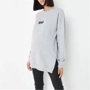 Image of Missguided Mama Embroidered Maternity Sweatshirt - Grey