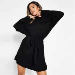 Image of I Saw It First Knitted Belted Dress - Black