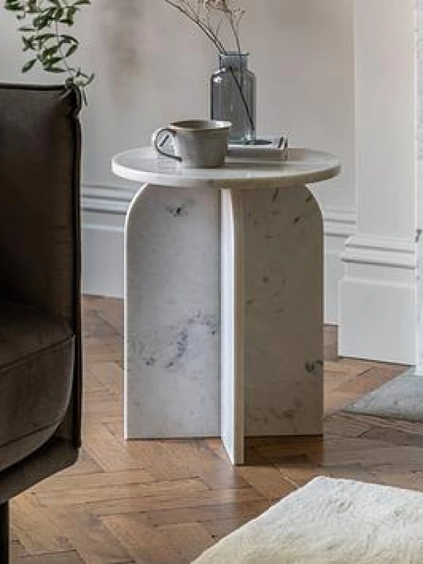 Image of EDITE Addison Sculptural Marble Side Table White ONE SIZE