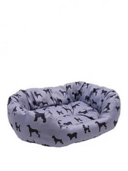 Image of Rosewood Dogs Print Grey Oval Pet Bed 52cm Polyester