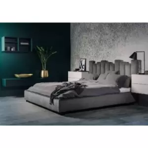 Image of Glexton Bed Small Double Plush Velvet Grey