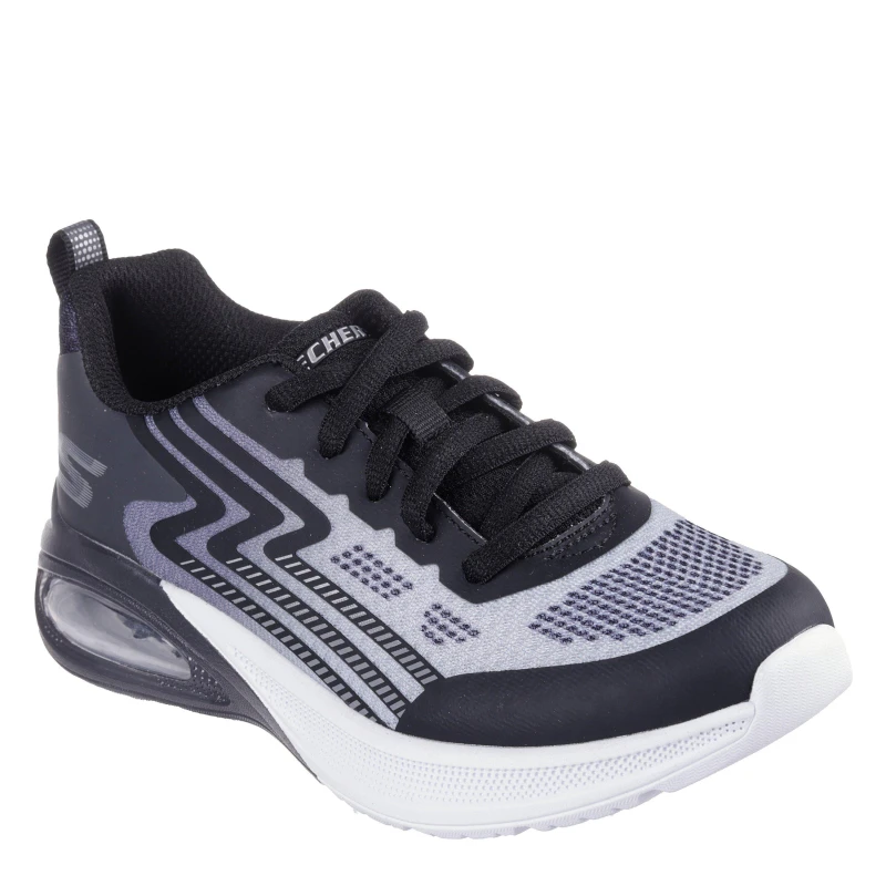 Image of Skechers Kids Lace Up Midsole Technology Runners Black/Silver male 3 (36)