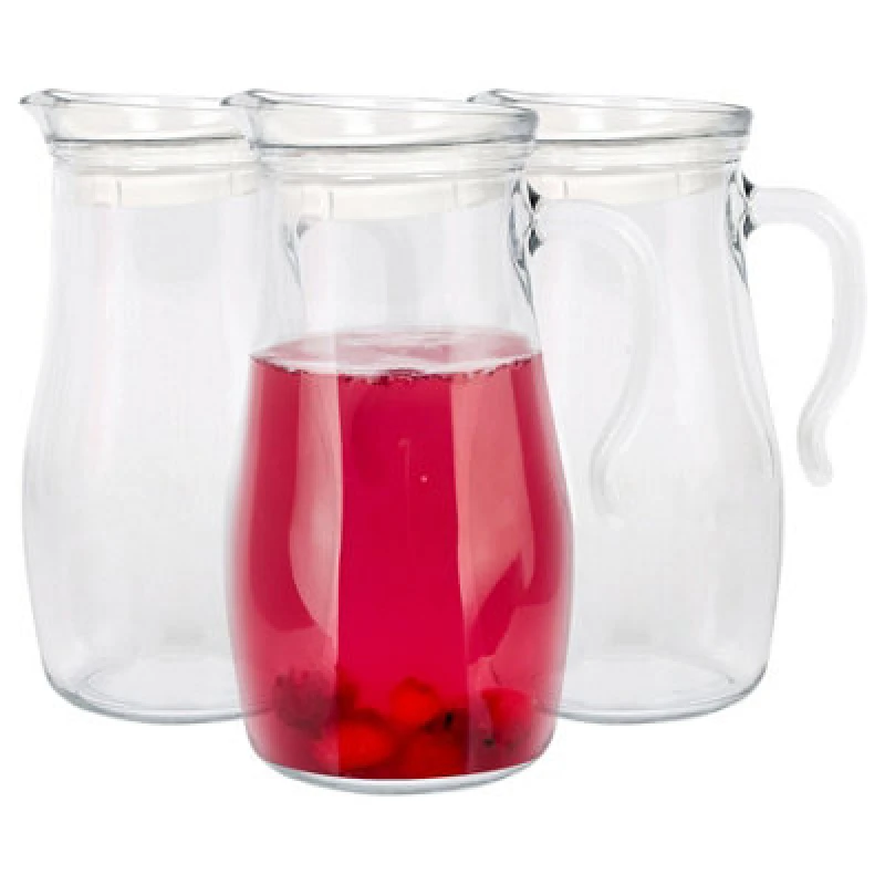 Image of LAV Glassware Lav Misket Glass Water Jugs With Silicone Lid - 1.8L - Pack Of 3