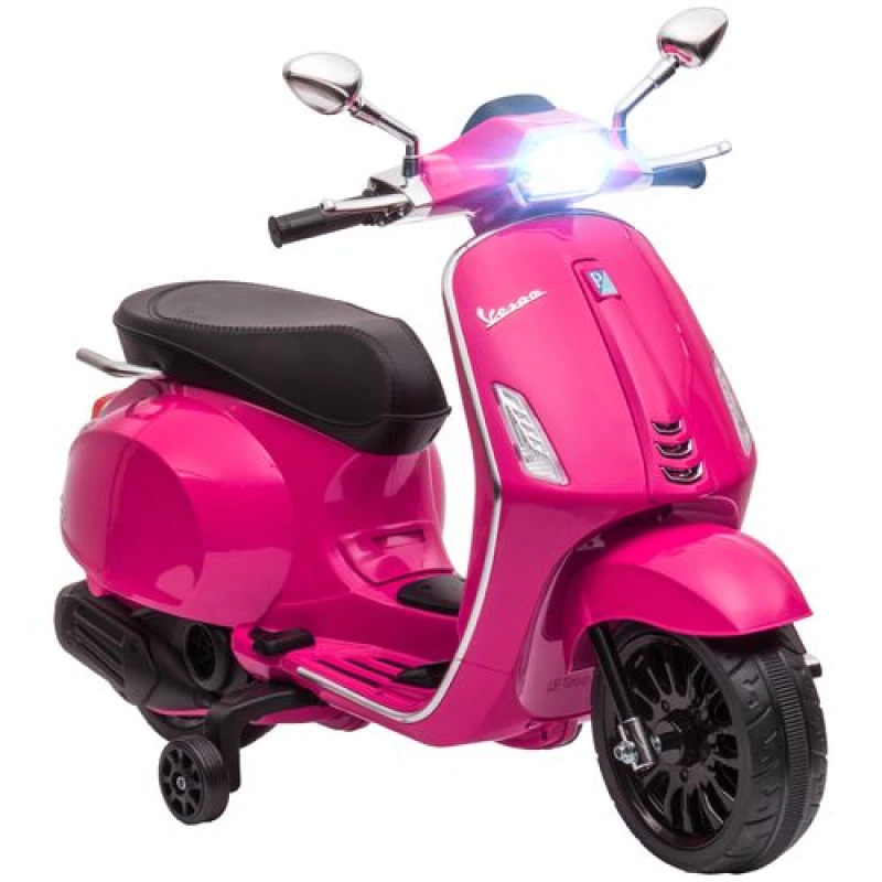 Image of AIYAPLAY Vespa Licensed 12V Kids Electric Bike w/ 2 Training Wheels - White - White TJ Hughes 5056725549794
