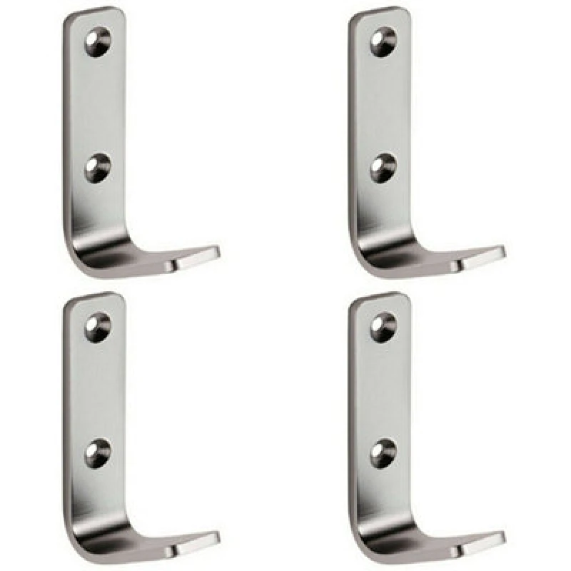 Image of Loops 4x Flat One Piece Single Coat Hook 70 x 20mm Satin Anodised Aluminium Multi