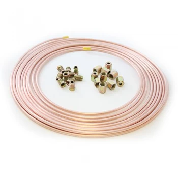 Image of 25ft Brake Copper Pipe Tube 3/16 OD + 10 short male nut + 10 female nut