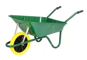 Image of 85 Litre Heavy Duty Builders Wheelbarrow - Green - Puncture Proof Wheel