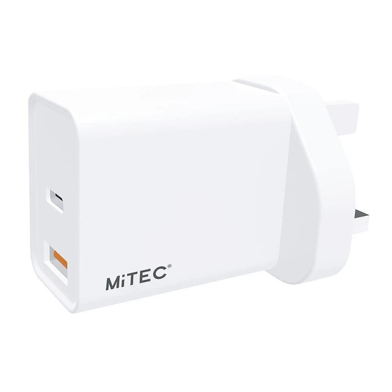 Image of MiTEC MITEC 18W USB-C & USB-A PD MAINS CHARGER White White unisex One Size