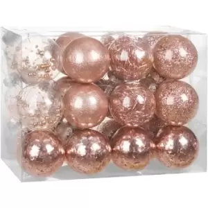 Image of Casaria - Christmas Tree Baubles 24 Pieces Transparent Filling Shatterproof Decoration Ornaments Break-proof Xmas 6cm Rosegold (de)