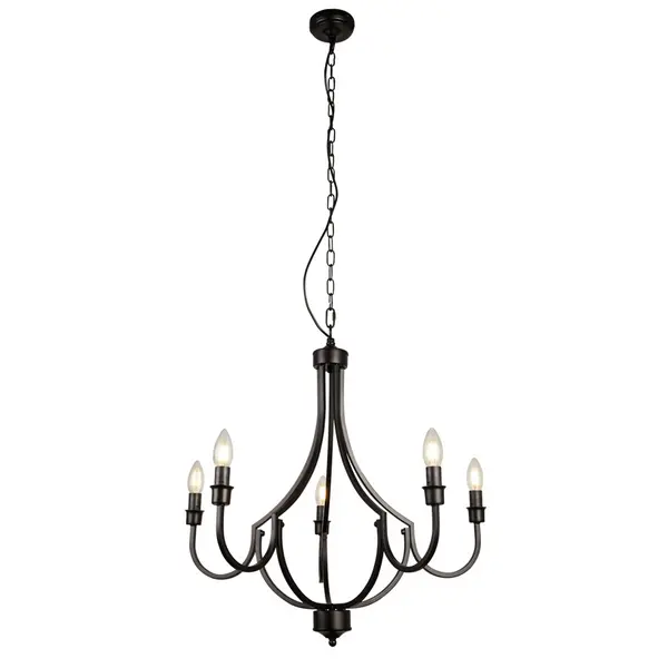 Image of Searchlight Lodge 5 Light Chandelier - Black