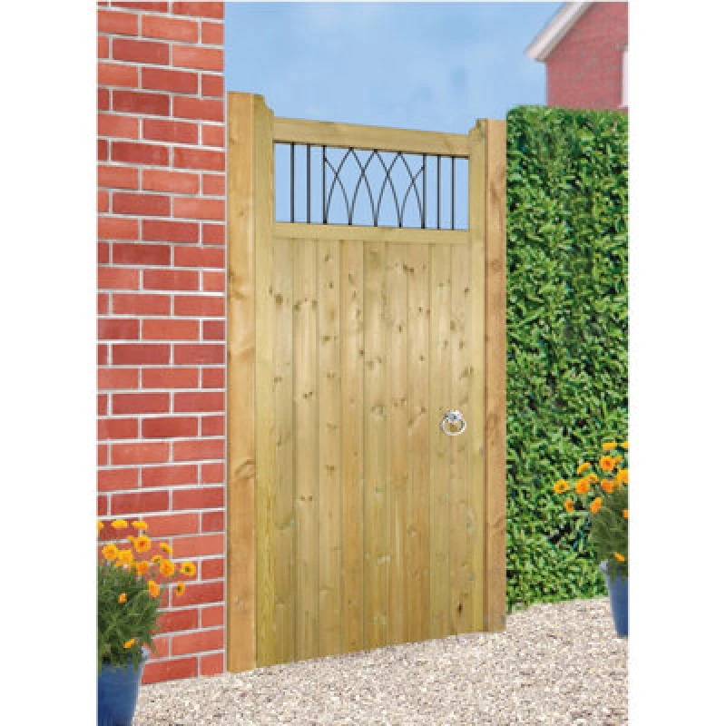Image of Burbage Iron Craft Windso Single Wooden Garden Gate 1050mm Wide X 1800mm High Wi14