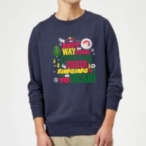 Image of Elf Christmas Cheer Christmas Sweatshirt - Navy - L