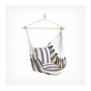 Image of VonHaus Striped Hanging Chair - Swing Chair for Outdoor, Indoor, Patio, Garden, Home, Decking - Swinging Hammock Chair with Cushioned Seat