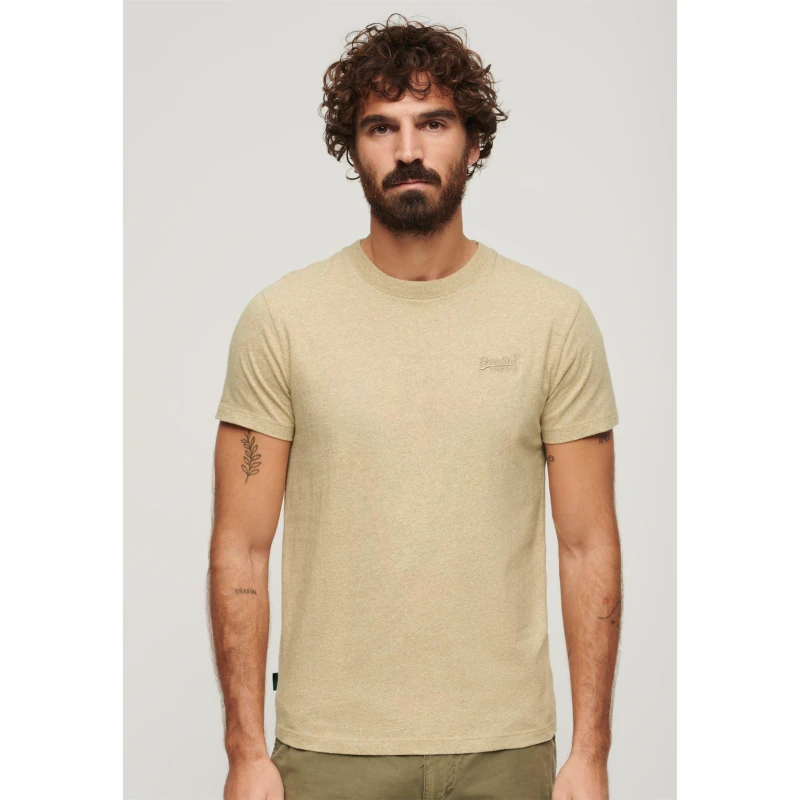 Image of Superdry Small Chest Logo T Shirt Tan Brown male Small