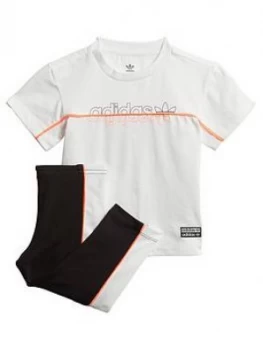 Image of Adidas Originals Infant T-Shirt And Leggings Set - Blue Black