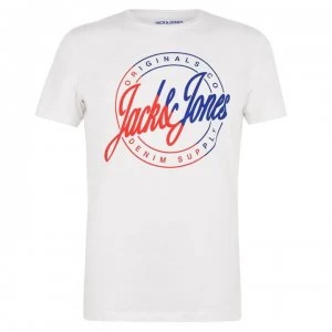 Image of Jack and Jones Originals Split Logo T Shirt - CLOUD DANCER
