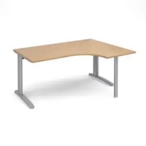 Image of Office Desk Right Hand Corner Desk 1600mm Oak Top With Silver Frame 1200mm Depth TR10 TBER16SO