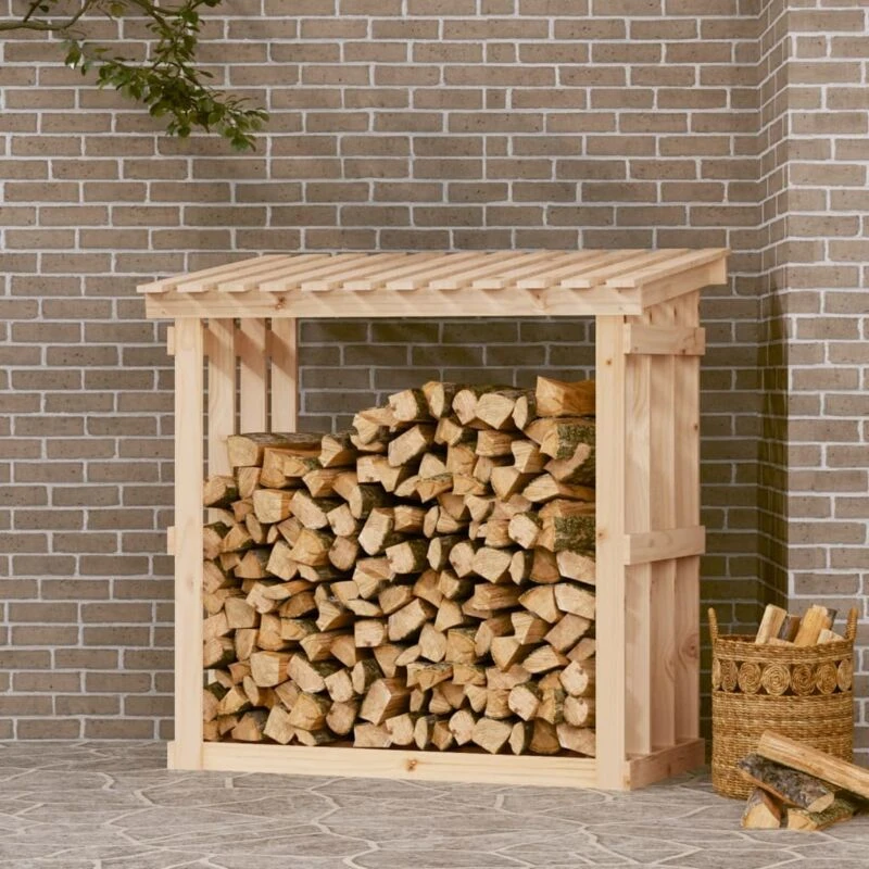 Image of vidaXL Firewood Rack 108x64.5x109cm Solid Wood Pine, Brown 822427