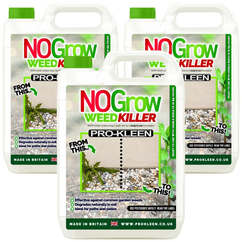 Image of ProKleen NO Grow Double Strength Weed & Moss Killer Glyphosate Free 3 x 5L White