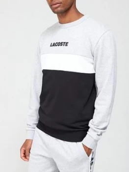 Image of Lacoste Lacoste Sport Logo Sweatshirt, Grey/Black, Size S, Men